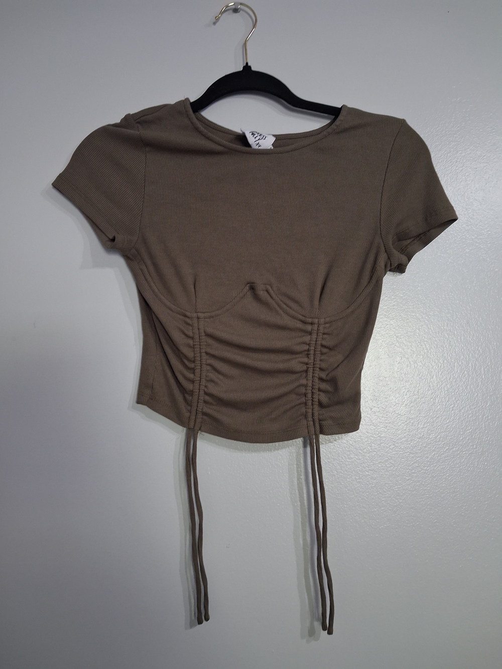 Princess Polly The Stormi Top (Brown/Olive) - Ruched Crop Top